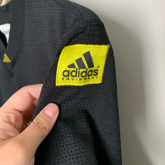 Vintage 90s Adidas Equipment Black V-neck Made in USA Jersey Shirt SZ M - Picture 4 of 9